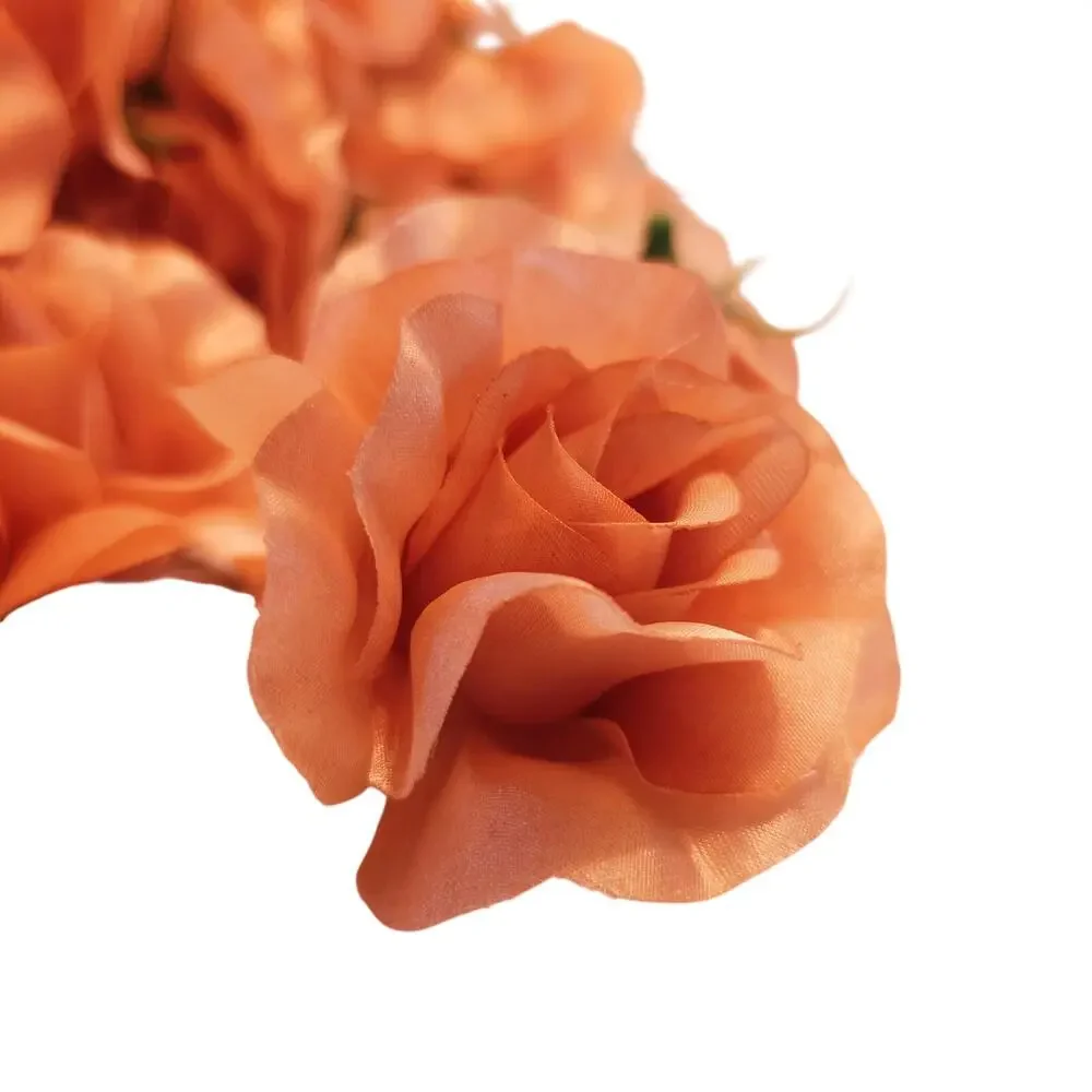 105 Peach Orange Satin Rose Head Lot Open Roses Buds Stemless Wedding Craft